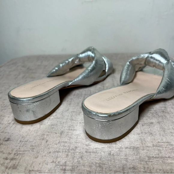 Loeffler Randall Silver Bow Knotted Slip On Leather Block Heel Sandals Sz 5 - Picture 8 of 9